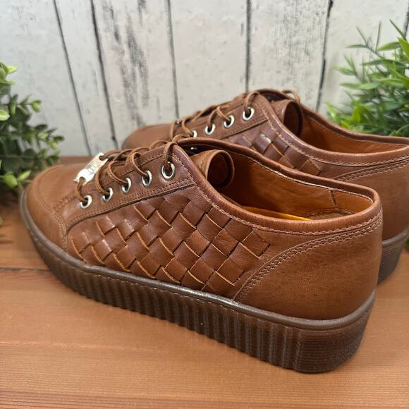 Velez Women's Brown Leather Artisan Platform Sneakers Size 8 - Picture 5 of 9